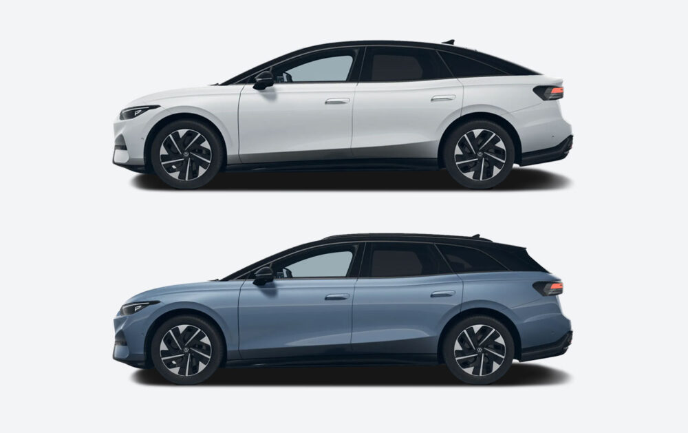 VW ID.7 Vergeich Limousine und Tourer Seitenansicht